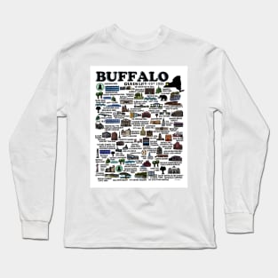 Buffalo New York Map Long Sleeve T-Shirt